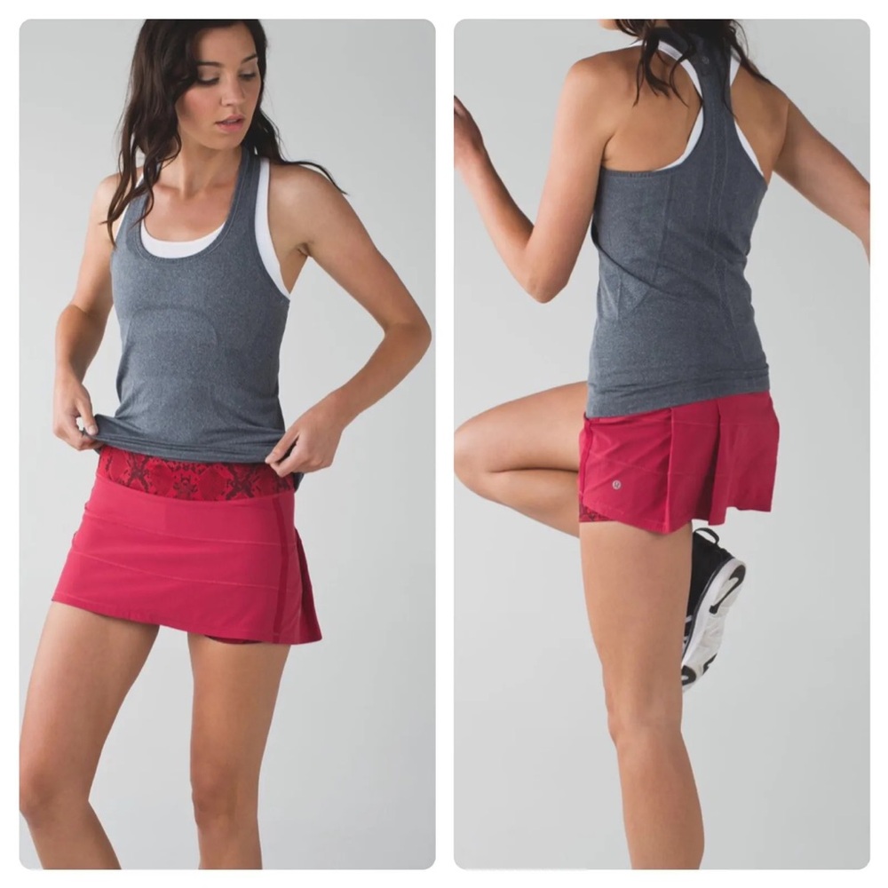 Lululemon Pace Rival II Skirt Cranberry Mini Ziggy Snake Red Tide Size 8 Reg